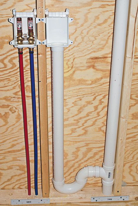 Washing Machine Plumbing, Laundry Plumbing, Laundry Room Plumbing, Pex Plumbing Diy, Plumbing Diagram, House Plumbing, Plumbing Layout, Shower Plumbing, Fine Homebuilding