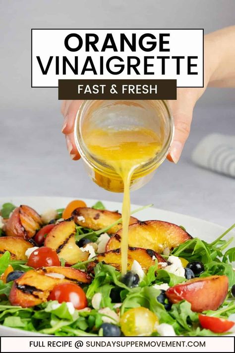 Orange Vinaigrette Orange Juice Dressing Citrus Vinaigrette, Orange Vinegarette Dressing Recipe, Orange Juice Salad Dressing, Orange Dressing For Salad, Salad Dressing With Orange Juice, Recipe Using Orange Juice, Vinegrette Recipe, Carbless Meals, Orange Vinaigrette Dressing