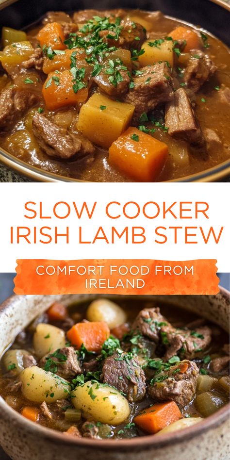 Discover the comfort of traditional Irish lamb stew with this slow cooker recipe. Perfect for your slow cooker recipes collection, this dish offers a rich and hearty taste of Ireland. Save this pin and click to get the complete recipe and tips. Enjoy a warm and satisfying meal that’s easy to make and perfect for any day of the week. Irish Stew Recipe Lamb, Irish Comfort Food, Crock Pot Lamb Stew, Irish Meals Traditional, Lamb Stew Recipes Slow Cooker, Ostara Recipes, Traditional Irish Food, Irish Lamb Stew, Irish Stew Recipe