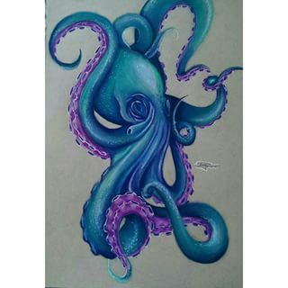 Octopus! Octopus Thigh Tattoos, Octopus Tattoo Sleeve, Kraken Tattoo, Octopus Drawing, Octopus Painting, Octopus Tattoo Design, Octopus Tattoos, Sea Stars, Tattoos Geometric