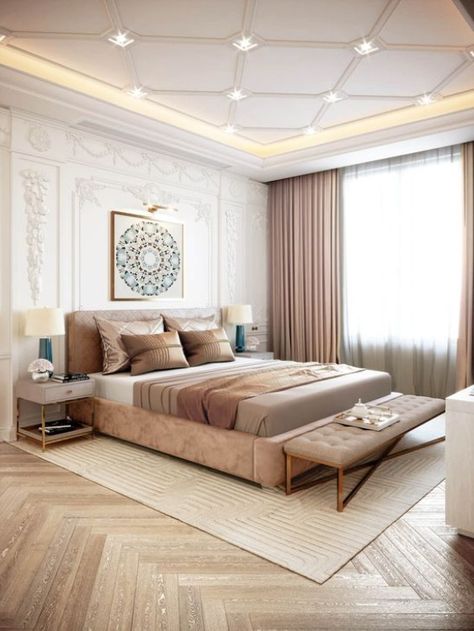 The bedroom is one of the most personal spaces in our home. It’s where we relax and recharge, so there’s no reason why it shouldn’t have our full attention. #bedroomdecor #bedroomdesign #interiordesign #bedroominspiration #luxuryinteriordesign #furnitureinspiration #furnitureideas #luxurybedroom #bedroom #contemporaryroom Ceiling Remodel, New Ceiling Design, Interior Design Minimalist, Interior Ceiling Design, Pop False Ceiling Design, Ceiling Design Living Room, Modern Luxury Bedroom, Modern Bedroom Interior, Luxury Bedroom Design