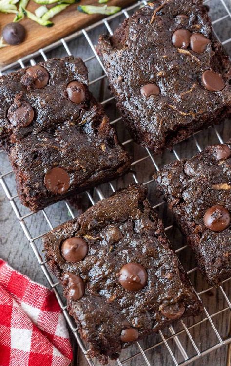 Zucchini Brownies | Double Chocolate Zucchini Brownie Recipe Chocolate Zucchini Bars, Zucchini Brownie, Chocolate Zucchini Brownies, Zucchini Bars, Baked Zucchini Fritters, Zucchini Brownies, Double Chocolate Brownies, Potluck Desserts, Best Brownies