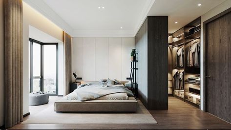 Closet Behind Bed, Dressing Room Decor, Small Room Design Bedroom, Dream Closet Design, Luxury Closets Design, Modern Luxury Bedroom, 아파트 인테리어, Small Room Design, Bedroom Bed Design