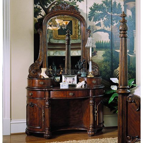 Edwardian Vanity with Mirror - $1,899.25 Entryway Decorating, Wood Makeup Vanity, Ideas Entryway, Entryway Design, Dressing Table Vanity, Antique Vanity, Foyer Decorating, Pulaski Furniture, Victorian Furniture