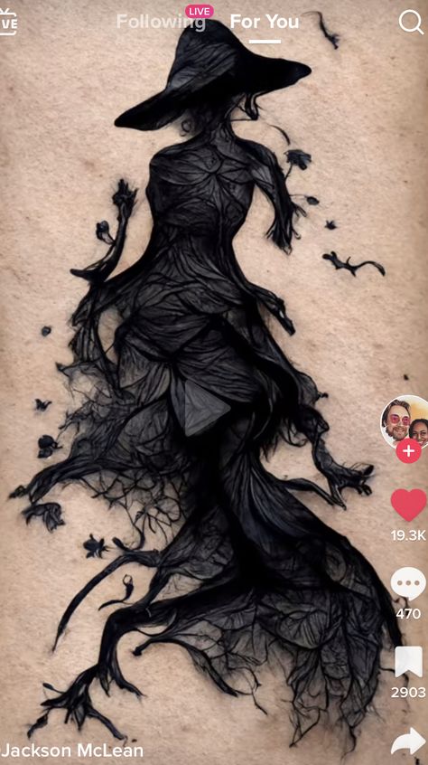 Cool Nature Tattoos, Gotik Tattoo, Cool Nature, Henna Inspired Tattoos, Witch Tattoo, Chest Piece Tattoos, Silhouette Painting, Gothic Tattoo, Fairy Tattoo