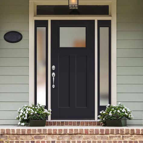 Craftsman Front Door, Door Core, Exterior Doors With Sidelights, Exterior Door Styles, Front Door With Sidelights, Exterior House Doors, Craftsman Front Doors, Door With Sidelights, Double Front Entry Doors