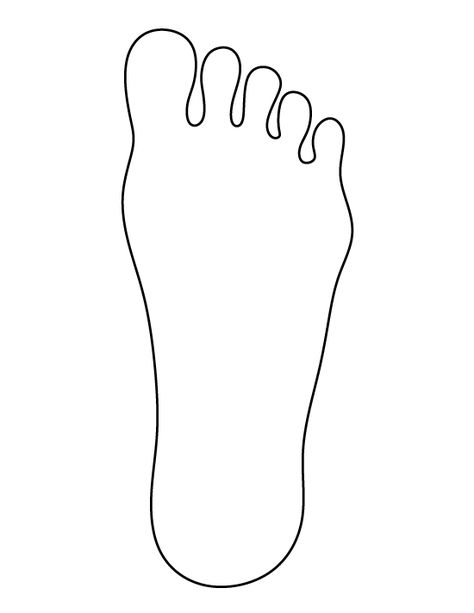 Foot pattern. Use the printable outline for crafts, creating stencils, scrapbooking, and more. Free PDF template to download and print at http://patternuniverse.com/download/foot-pattern/ Footprint Template Free Printable, Printable Outline, Coloring Crafts, Stencils Printables, Foot Print, Sunday School Crafts, Bible Crafts, Kids Church, Childrens Church