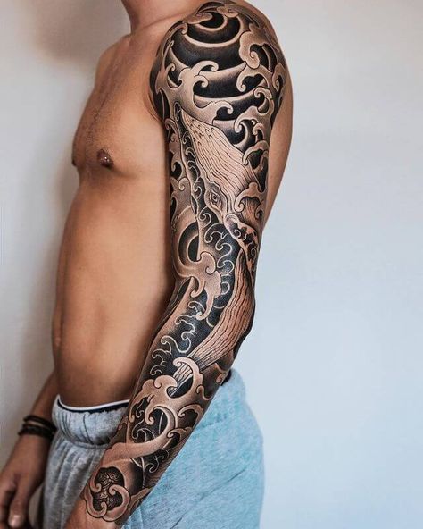 17 Wave Tattoo Designs That Are Cool For Men And Women Finger Waves Tattoo, Wave Sleeve Tattoo, Wave Tattoo Sleeve, Japanese Wave Tattoo, Tattoo Waves, Japanese Wave Tattoos, Wave Tattoos, Wave Tattoo Design, Unique Tattoos For Men