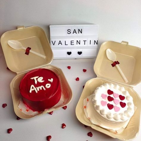 Lunchbox Cakes Valentines, Valentine’s Bento Cake, Valentine’s Day Lunch Box Cake, Valentines Day Lunchbox Cake, Valentines Mini Cake Ideas, Bento Cake For Valentines Day, Dulces San Valentin Ideas, Valentines Bento Cake Ideas, Bento Valentines Cake