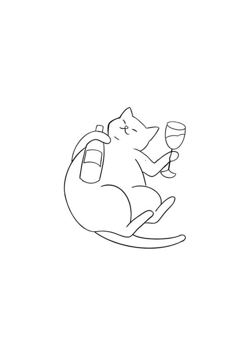 Cute Cat Line Art, Cat Wine Tattoo, Line Art Cat Tattoo, Women Leg Sleeve Tattoo, Family Of 4 Tattoo, Cat Line Art Tattoo, Cat Tattoo Funny, Family Of 4 Tattoo Ideas, Women Leg Sleeve Tattoo Ideas