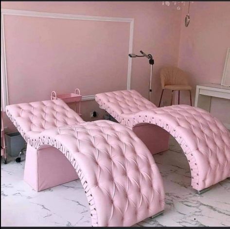 Saloon Ideas, Pink Salon, Facial Bed, Lash Bed, Curved Bed, Esthetician Room Decor, Beauty Salon Furniture, Esthetician Room, Lash Room