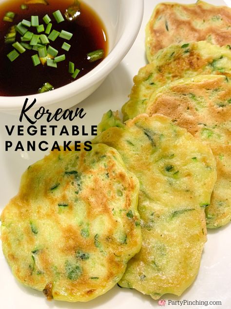 Green Onion Pancake With Egg, Korean Onion Pancake, Zucchini Korean Pancake, Green Onion Omelette, Korean Green Onion Pancake, Korean Egg Pancake, Korean Vegetable Pancakes Recipes, Pajeon Recipe Korean Pancake, Veggie Pancakes Korean