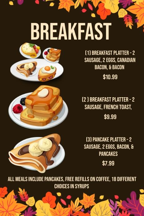 Breakfast Ideas Restaurant, Breakfast Menu Ideas Restaurant, Breakfast Names, Breakfast Menu Template, Simple Breakfast Menu, Breakfast Menu Ideas, Breakfast Menu Design, Restaurant Breakfast, Restaurant Drinks