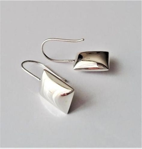 Modern Silver Brass Earrings, Modern Silver Earrings With Rectangular Pendant, Minimalist Silver Rectangular Earrings, Art Silver Earrings Contemporary, Modernist Sterling Silver Earrings, Silver Gold Earrings, Arm Jewelry, Ankle Jewelry, Rectangle Earrings