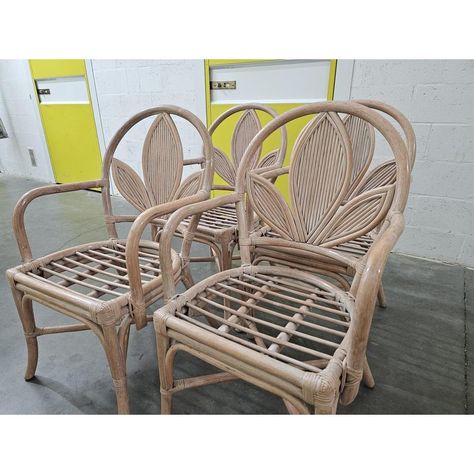 Vintage Italian Bamboo Dining Chairs, 1960s, Set of 4, in Good conditions.  Designed 1960 to 1969 Bamboo Chair Design, Bamboo Dining Chairs, Bamboo Chairs, Italian Beaches, Lilly Pad, Sea House, Bamboo Chair, Asian Design, Wood Craft