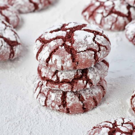 Red Velvet Crinkle Cookies | Baking Envy Baking Envy, Velvet Desserts, Red Velvet Crinkles, Red Velvet Crinkle Cookies, Velvet Cakes, Mermaid Cookies, Chocolate Crinkle, Easy Carrot Cake, Lemon Bar