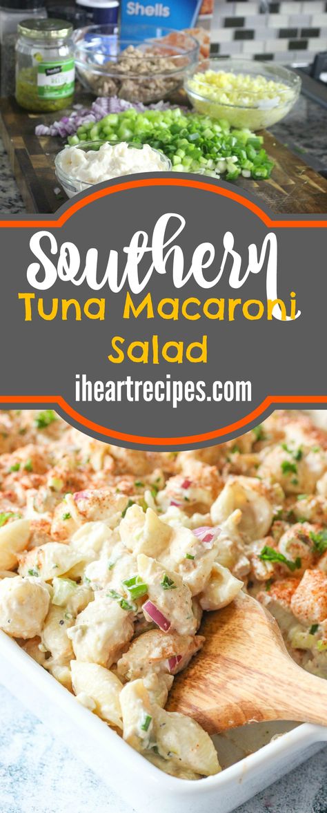 Southern Style Tuna Macaroni Salad | I Heart Recipes Southern Macaroni Salad, Tuna Macaroni Salad, I Heart Recipes, Healthy Foods To Make, Tuna Salad Pasta, Heart Recipes, Macaroni Salad Recipe, Lost 100 Pounds, Healthy Food Facts