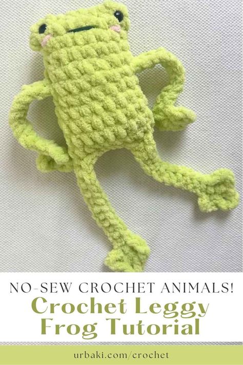 Crochet Leggy Frog Tutorial - Enjoyable and Simple No-Sew Crochet Animals! Check more at https://howcandothis.com/diyideas/crochet-leggy-frog-tutorial-enjoyable-and-simple-no-sew-crochet-animals/ Simple Things To Crochet, Easy Things To Crochet For Beginners, Simple Crochet Projects, Crochet Leggy Frog, Frog Tutorial, Anita Louise, Crochet Zig Zag, Leggy Frog, Kawaii Amigurumi