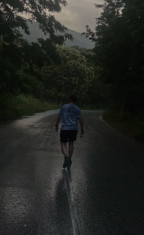 Caught In The Rain Aesthetic, Men In Rain Aesthetic, Running Rain Aesthetic, Dark Running Aesthetic, Running Dark Aesthetic, Running In Rain Aesthetic, Boy Running Aesthetic, Runner Aesthetic Boy, Running Aesthetic Dark