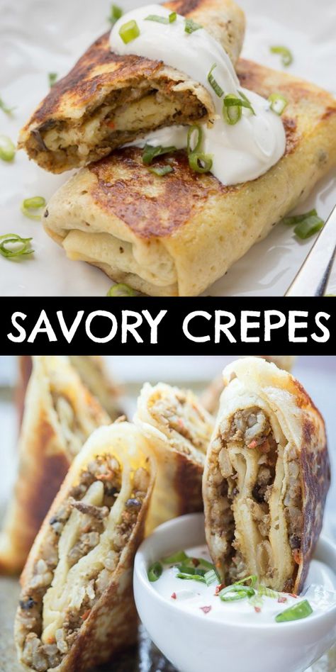 Crepes Ideas, Savory Crepes Filling, Dinner Crepes, French Recipes Authentic, Crepe Recipe Savory, Mushroom Filling, Stuffed Crepes, Sweet Crepes Recipe, Beef Mushroom