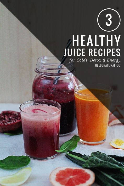 3 Healthy Juice Recipes for Colds, Detox and Energy | HelloNatural.co Recipes For Colds, Veggie Smoothie Recipes, Vegetable Smoothie Recipes, Fresh Juice Recipes, Veggie Smoothies, Juice Smoothies Recipes, Detox Juice Recipes, Healthy Juice Recipes, Juice Recipes