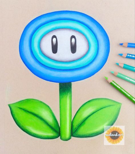 Hello! Here is a mario ice flower drawing I (melandart) created using coloured pencils. I used prismacolor premier coloured pencils and strathmore toned tan paper. #drawing #colouredpencilart #colouredpencil #artwork #youngartist #artrealism #mario #flowerartwork #simple #easy #artistsoninstagram #realisticdrawing #realistic Mario Flower Drawing, Easy Prismacolor Drawings, Coloured Drawing Ideas, Easy Drawings Colored Pencils, Mario Ice Flower, Drawing Ideas Colored Pencil Easy, Simple Colour Pencil Drawings, Drawing Ideas Colour Pencil, Pencil Color Drawing Easy