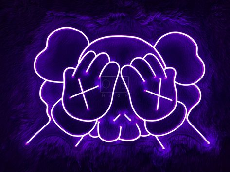 Kaws Purple Wallpapers Kaws Head, Purple Kaws, Kaws Purple, Kaws Wallpaper, Colorful Lights, Rug Ideas, Sign Decor, Led Neon Lighting, Kawaii Room