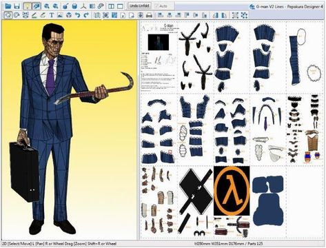 PAPERMAU: Half Life - G-Man - The Interdimensional Bureaucrat Paper Model by MrBlueZcreen Half Life Art, Gordon Freeman, Valve Games, Half Man, Uv Mapping, Half Life, G Man, Paper Model, Game Inspiration