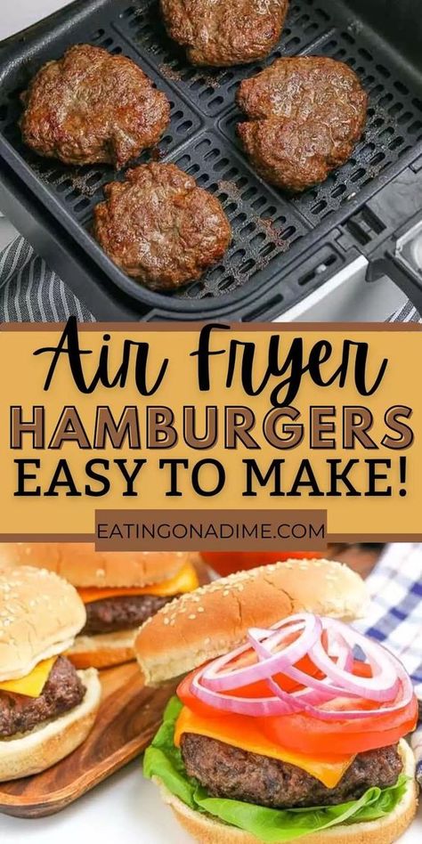 Airfry Burger Patty, Air Fryer Hamburger Meat Recipes, Air Fryer Hamburger Steak Recipes, Airfry Hamburger Patties, How To Cook Hamburgers In Air Fryer, Air Fryer Burgers Patty Fresh, Air Fry Hamburger Patties, Air Fryer Burgers Fresh, Airfryer Hamburger Patties