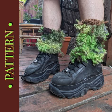 Moss Leg Warmers Pattern - Crochet Lichen Forest Accessory -  Goblincore Fairycore Fantastical Therian Otherkin LARP Cosplay PDF Blueprint Goblincore Fairycore, Leg Warmers Pattern, Diy Crochet Projects, Crochet Accessories, Crochet Fashion, Larp, Cute Crochet, Crochet Crafts, Diy Crochet