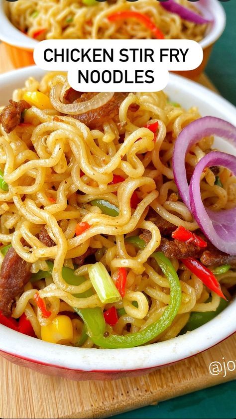 Nigerian Indomie Recipe, Indomie Nigeria, Indomie Recipe, Indomie Noodles, Stir Fry Noodles Recipe, Soy Sauce Garlic, Fried Noodles Recipe, Asian Recipe, Noodle Recipes Easy