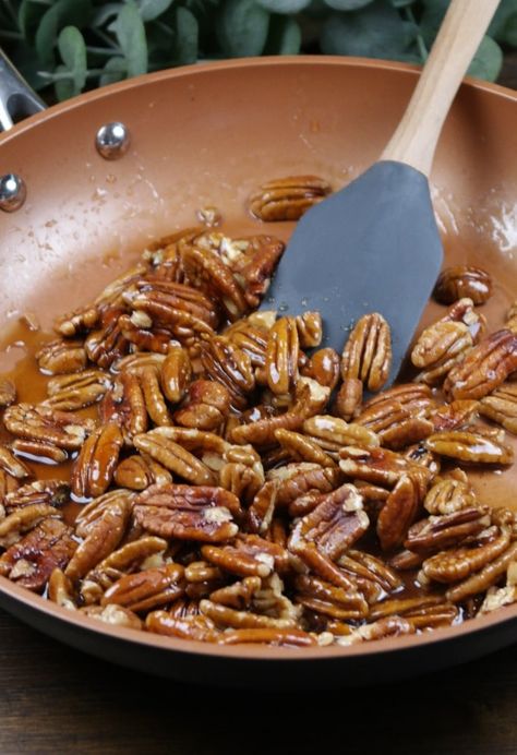 Maple Glazed Pecans Recipe, Maple Glazed Pecans, Pecan Glaze Recipe, Glazed Pecans Recipe, 1905 Salad Recipe, Pecan Recipes Healthy, 1905 Salad, Pecan Glaze, Maple Pecans