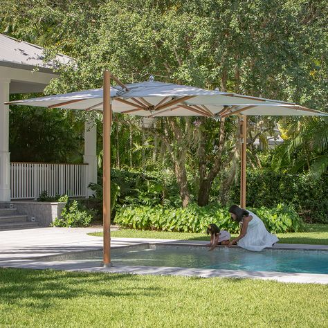 Pool Styling, Pool Shade, Ocean Master, Umbrella Decorations, Pool Umbrellas, Backyard Greenhouse, Cantilever Umbrella, Backyard Fun, Outdoor Umbrella