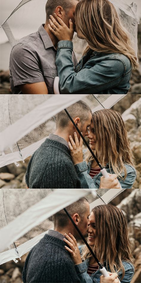 Rain Session Photo Shoot, Engagement Photos Umbrella, Rainy Proposal Pictures, Rainy Fall Photoshoot, Umbrella Engagement Pictures, Engagement Photos Rainy Day, Rainy Maternity Photos, Rainy Day Engagement Photos, Rainy Day Maternity Photoshoot