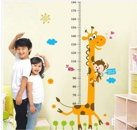 Daycare Decorations, Baby Decals, Wall Growth Chart, Kids Growth Chart, Kids Room Wall Stickers, Growth Charts, Cartoon Giraffe, Height Chart, Room Decals