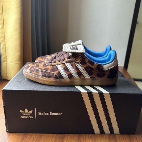 Adidas x Wales Bonner Samba Leopard Print Pony Sneakers Wales Bonner Samba, Pony Sneakers, Adidas X Wales Bonner, Wales Bonner, Adidas X, Stylish Shoes, Samba, Adidas Shoes, Adidas Originals