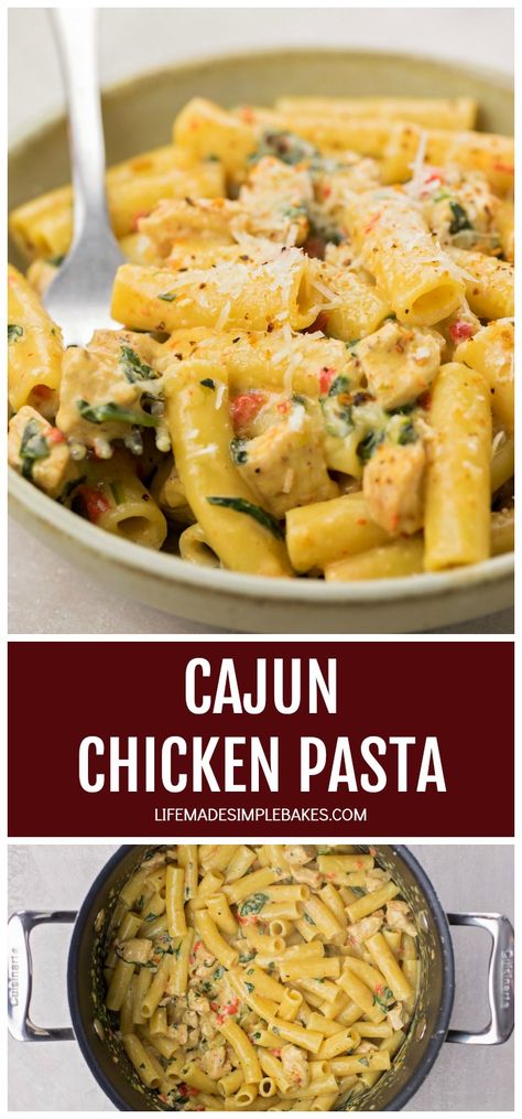 This creamy Cajun Chicken Pasta is simple with a hint of spice. It makes for an easy & incredibly flavorful homemade dinner. #cajunchickenpasta #chickenpasta #pasta #chicken #pastarecipes Creamy Cajun Chicken Pasta, Creamy Cajun Chicken, Cajun Chicken Pasta Recipes, Easy Cajun, Pasta Easy, Cajun Pasta, Cajun Chicken Pasta, Cajun Chicken, Chicken Pasta Recipes