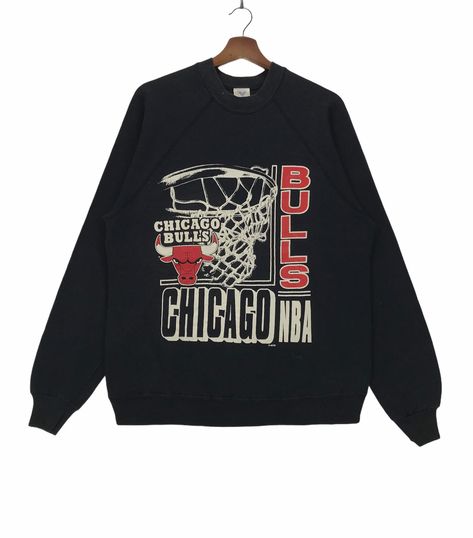 Vintage 80s 90s Chicago Bulls NBA Crewneck Sweatshirt Spellout Chicago Bulls Basketball Team Pullover Large Size Vintage Sweatshirt. by ClockworkThriftStore on Etsy 90s Chicago Bulls, Chicago Bulls Sweatshirt, 90s Nba, Chicago Bulls Basketball, Bulls Basketball, Champion Pullover, Pug Shirt, Nba Chicago Bulls, Chicago Bulls