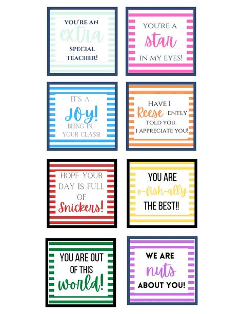 teacher candy bar tags (1).pdf Candy Bar Sayings For Teachers, Candy Bar Sayings, Almond Joy Candy, Teacher Treats, O Fish Ally, Appreciation Ideas, Almond Joy, Staff Appreciation, Cute Candy