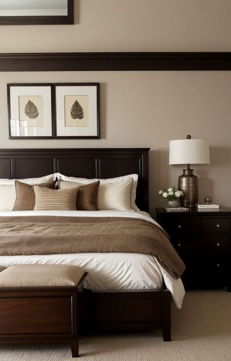 Wood Cozy Bedroom, Brown Wood Bedroom, Wood Furniture Bedroom Decor, Mahogany Bedroom Furniture, Brown Bed Frame, Cozy Bedroom Aesthetic, Dark Wood Bedroom Furniture, Brown Bedroom Decor, Dark Wood Bedroom