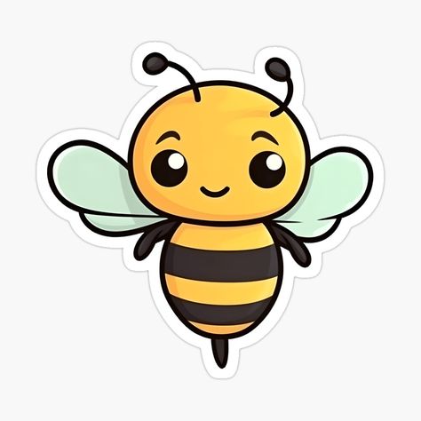 Bumble Bee Design, Kawaii Bumble Bee, Bumblebee Character Design, Cartoon Bees Cute, Cute Bees Drawings, Bee Illustration Cute, Bee Stickers Aesthetic, Bee Drawing Cartoon, Cute Honey Bee Drawing