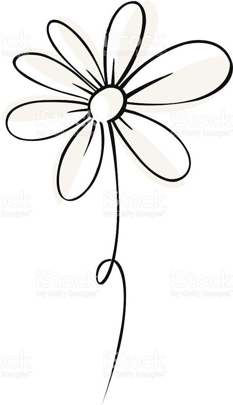 Daisy Vector Illustration, Daisy Drawing Simple, Daisy Vector, Daisy Drawing, Daisy Flower Design, Daisy Daisy, Simple Line Drawings, Scrapbook Journal, Free Vector Art