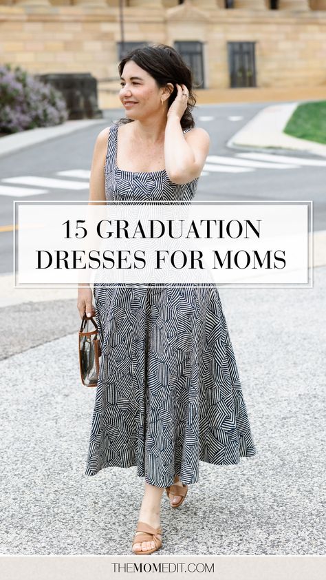 What to wear to a graduation, mother of a grad dress, graduation dresses for moms | #TheMomEditStyle #SummerDresses #GraduationDresses #DressesForMoms #MomStyle Mother Of The Graduate Dress, Mom Graduation Dress, Mom Graduation Outfit Mothers, What To Wear To College Graduation, Graduation Outfit For Mom Classy, Graduation Outfit Ideas Mom, College Graduation Outfit Ideas For Moms, Mother Of Graduate Outfit, What To Wear To Graduation Ceremony