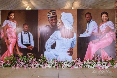 Wedding Picture Backdrop Receptions, Wedding Picture Area Ideas, Wedding Reception Banner, Wedding Photo Area Ideas, Wedding Banner Design In Nigeria, Picture Area For Wedding, Wedding Picture Area, Photo Backdrop Wedding Receptions, Backdrop With Pictures