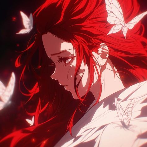 Red Girl Icon, Red Aesthetic Images, Red Anime Icon, Red Anime Aesthetic, Red Hair Anime Pfp, Red Aesthetic Icon, Disney Oc, Red Hair Anime, Anime Red Hair