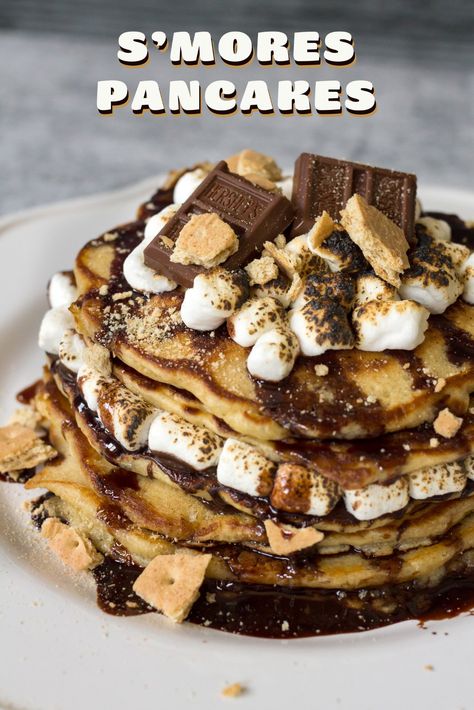 Fancy Pancake Recipe, Smores Pancakes, Fun Pancakes, Smores Dessert, Smores Cupcakes, Lake Food Ideas Summer, Food Ideas Summer, Lake Food Ideas, Summer Corn