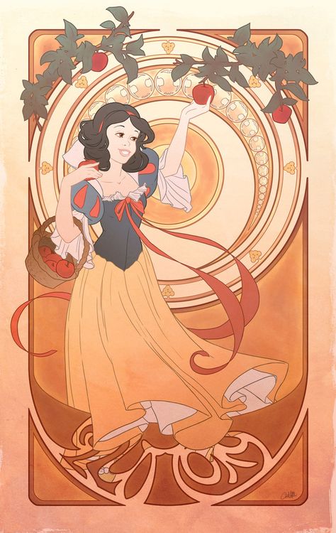 Seven Deadly Sins. Disney Princess + art nouveau = yes. Art Nouveau Disney, Fan Art Disney, Disney Illustration, 7 Sins, Animation Disney, Sette Nani, Images Disney, Karakter Disney, Deviant Art