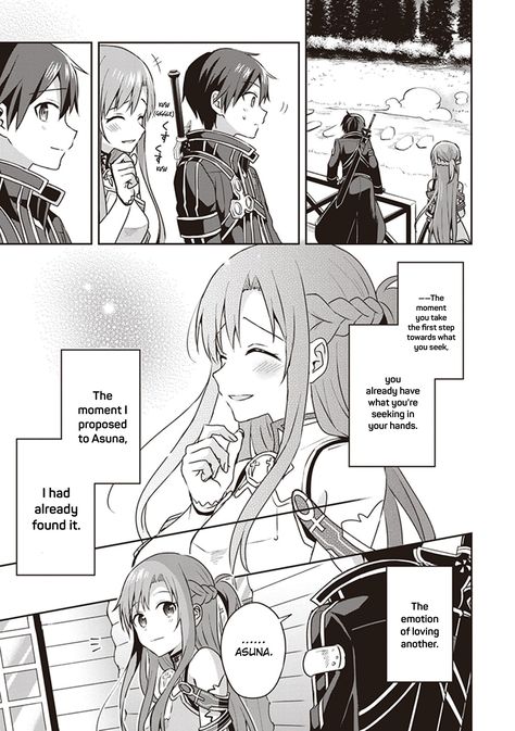 Kirito & Asuna | SAO Progressive | on Twitter: "To celebrate their marriage enjoy these adorable panels from ‘The day before’ manga 🥰… " Sao Progressive, Anime Panels, Sao Asuna, Mini Manga, Asuna Sao, Daniel James, Manga Wall, Kirito Asuna, Disney Icons