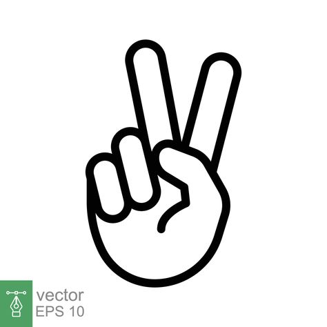 Hand Gesture, Line Icon, Victorious, Vector Art, White Background, Vector Free, Vector Illustration, Clip Art, 10 Things