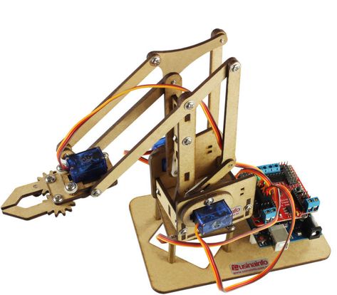 Industrial Robotic Arm, Arduino Cnc, Mechanical Arm, Industrial Robots, Robotic Arm, Diy Robot, 3d Printer Parts, Wooden Plates, Electronic Toys